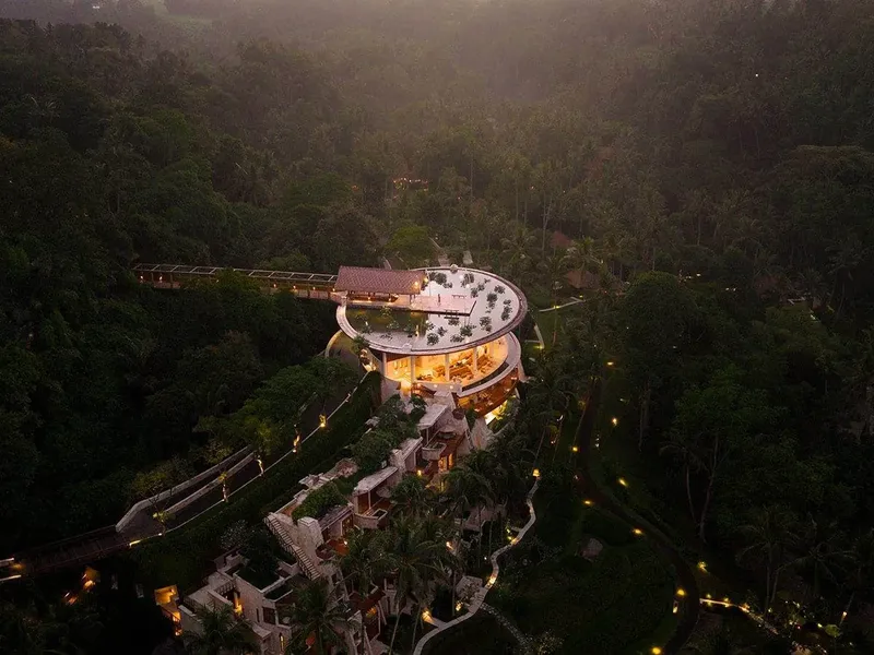 Four Seasons Resort Bali at Sayan at dusk