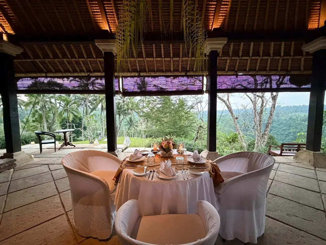 Private dinner setting overlooking the jungle
