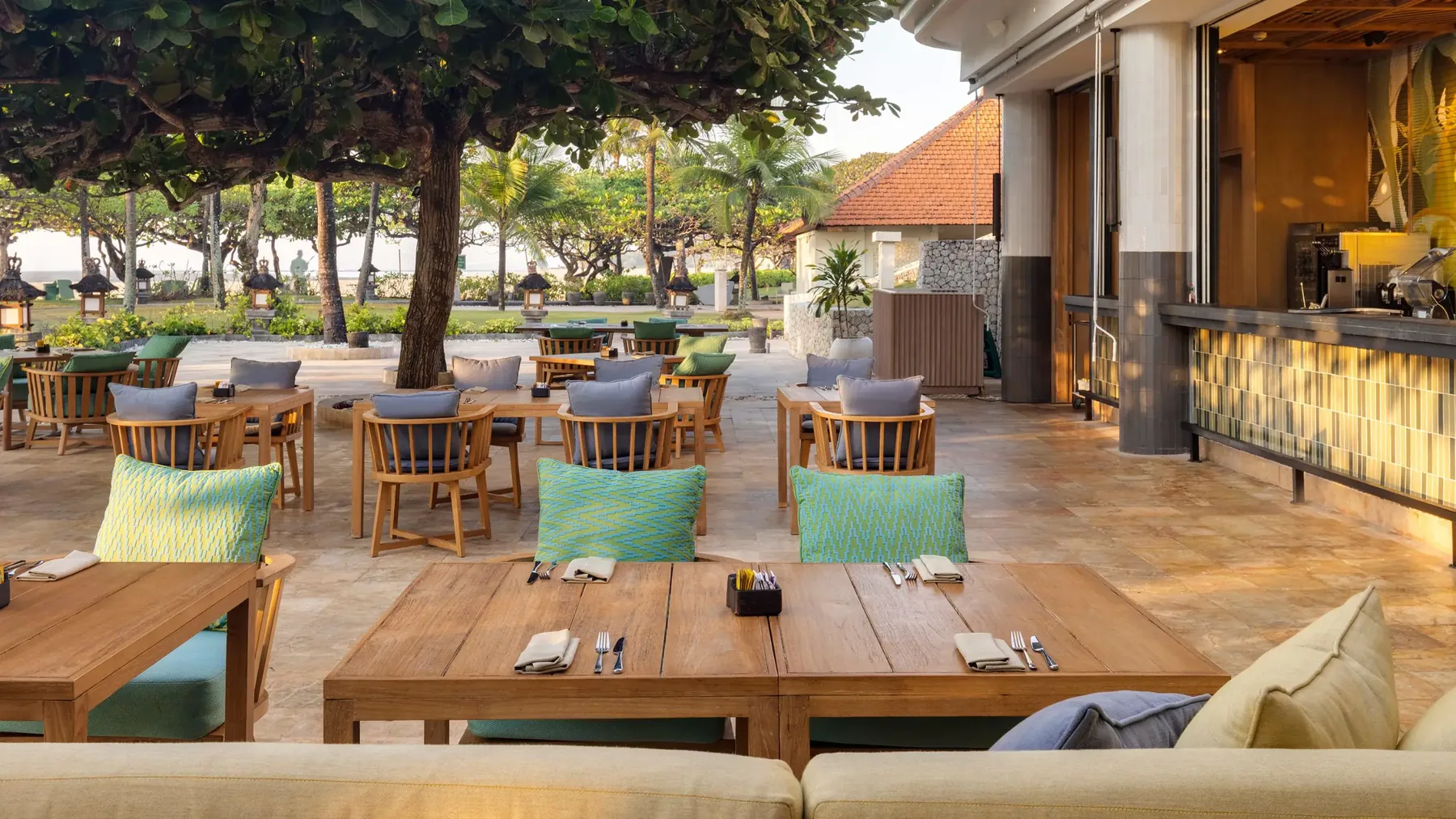 The terrace restaurant at the Grand Hyatt Bali in Nusa Dua