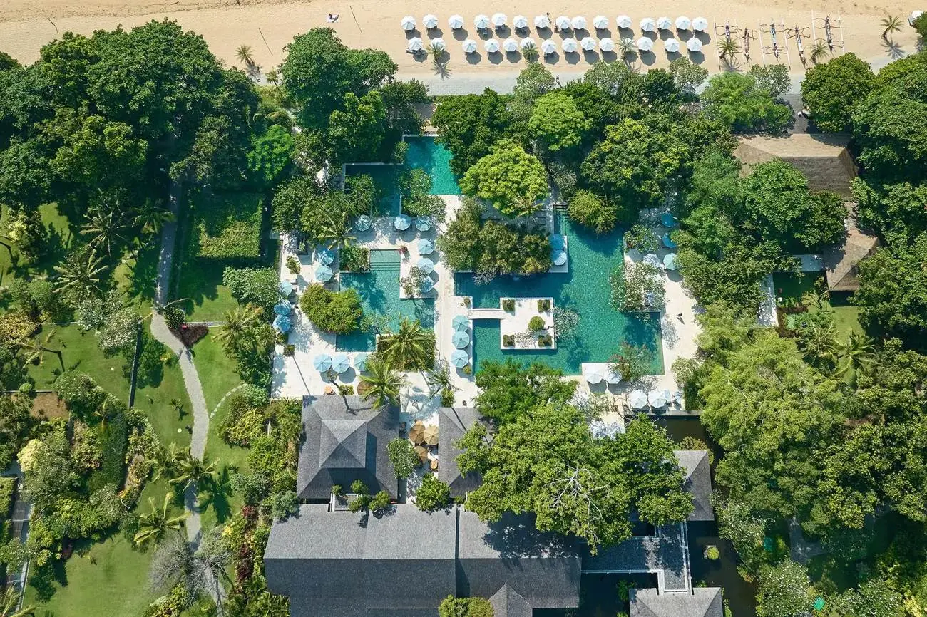 The gardens of the Hyatt Regency in Sanur from above, laid out by Made Wijaya