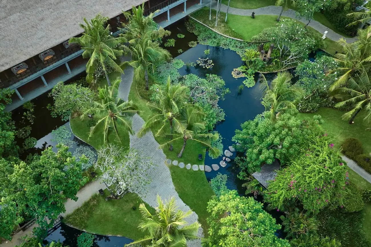 A path through Made Wijaya's garden at the Hyatt Regency in Sanur, originally the Bali Hyatt