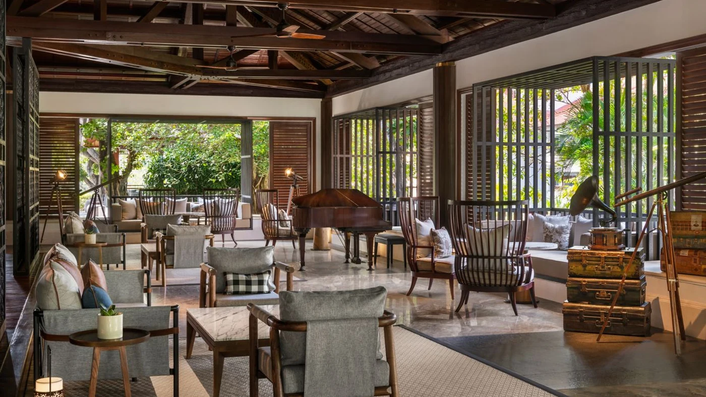 A lounge at The Laguna, its vintage suitcases nodding to travel and discovery
