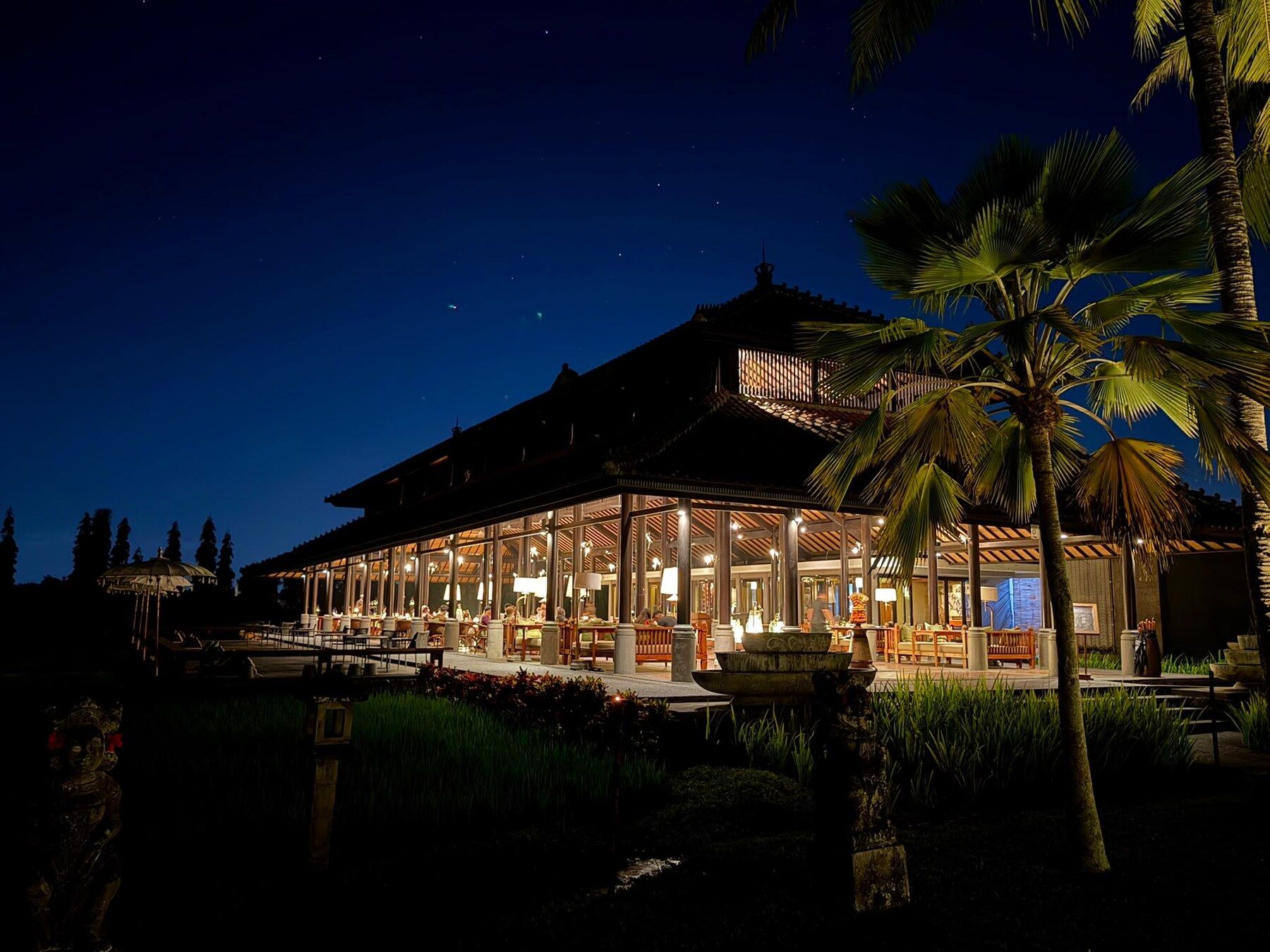 Balinese pavilion at night, Kedewatan