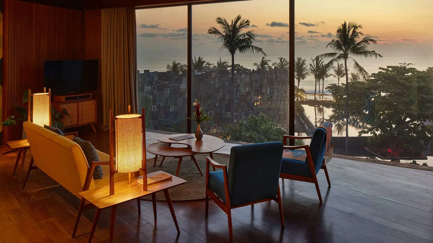 A suite at Desa Potato Head at dusk