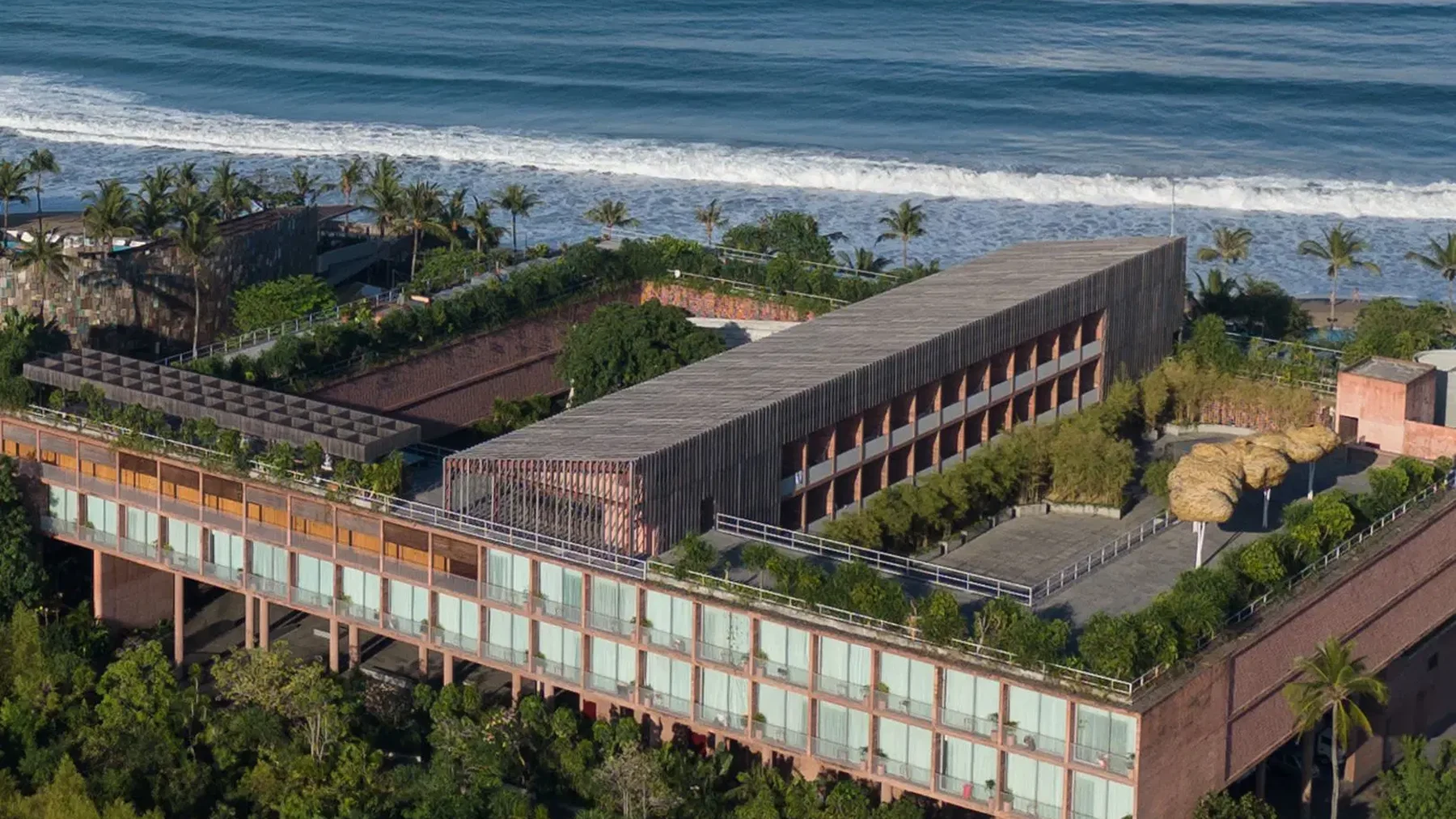 Desa Potato Head's brutalist wings above the beach in Seminyak