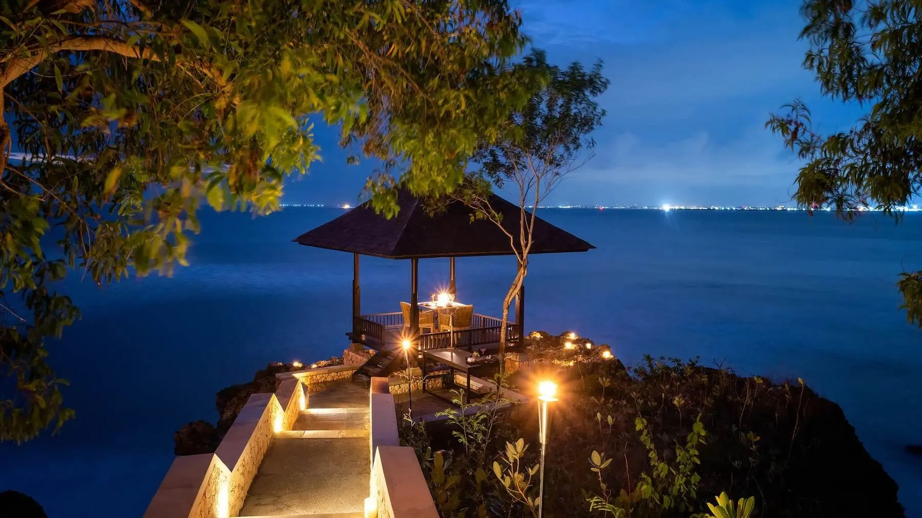 Honeymoon bale at The Raffles Bali at night