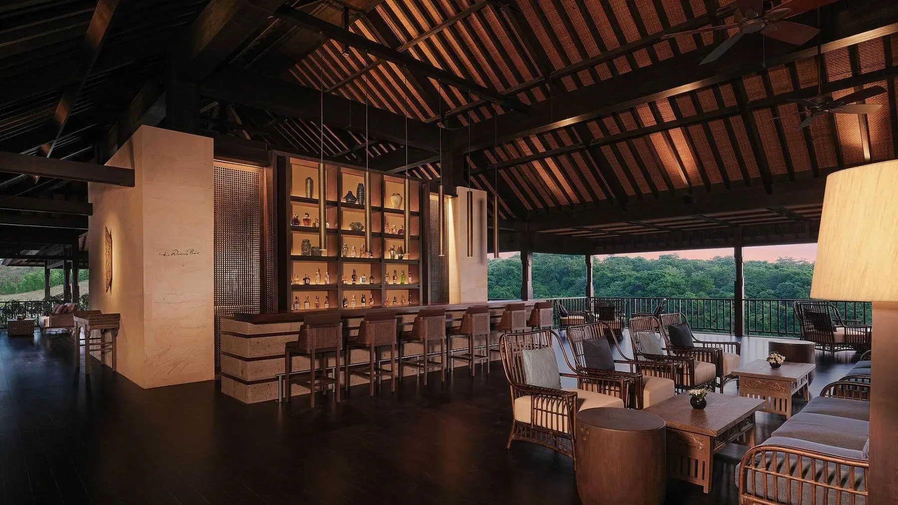 The Writers Bar at The Raffles Bali at dusk